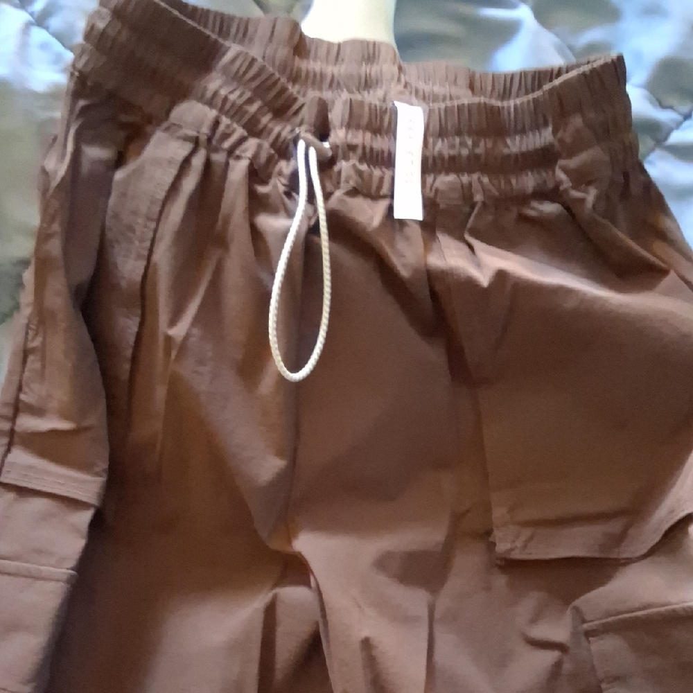 Fabletics Dark Brown Elastic Waist Cargo Joggers